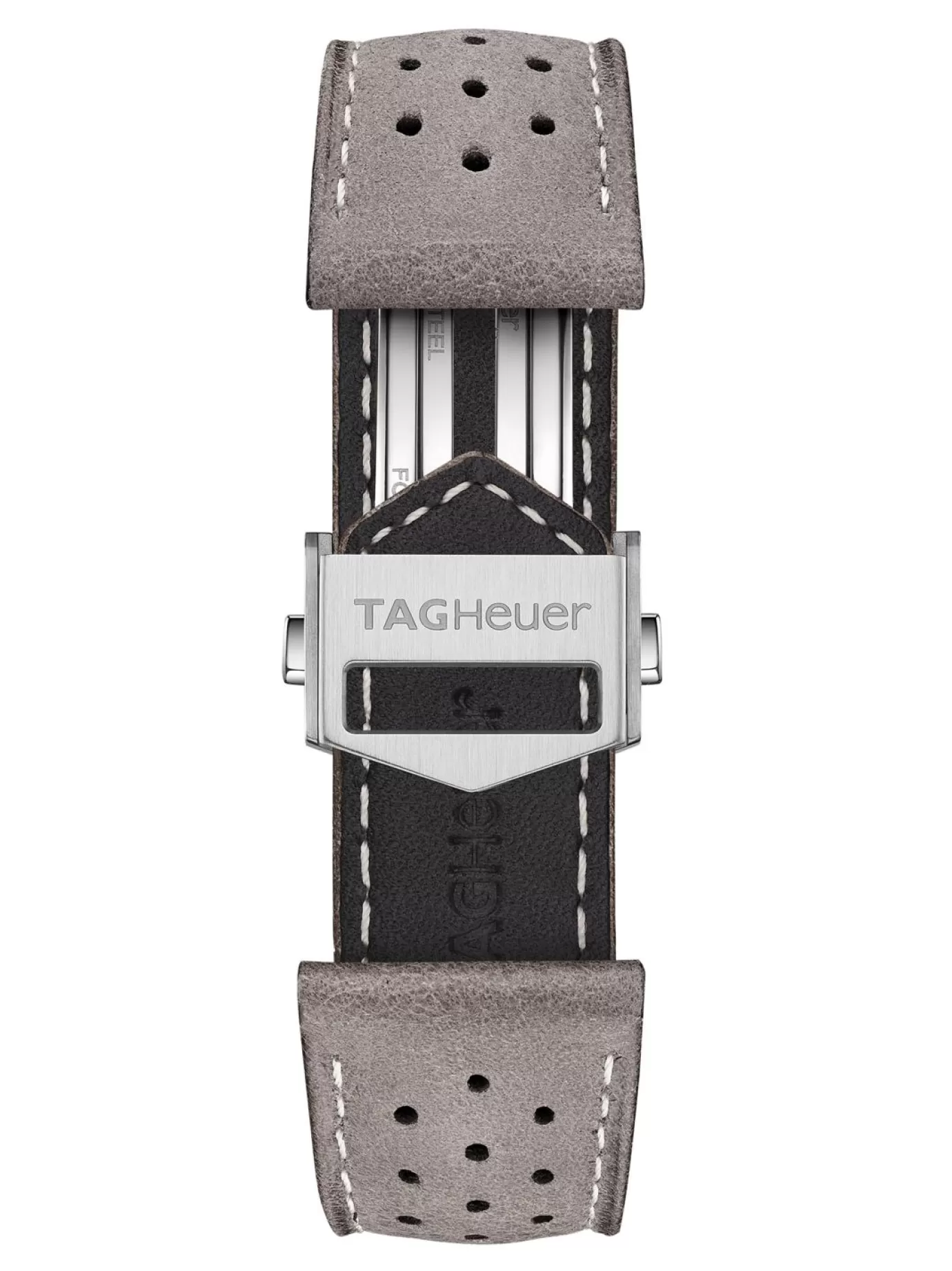 TAG Heuer Carrera 39Mm Grey Perforated Leather Strap